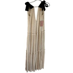 Sabina Musayev Cream Dress with Black Accents